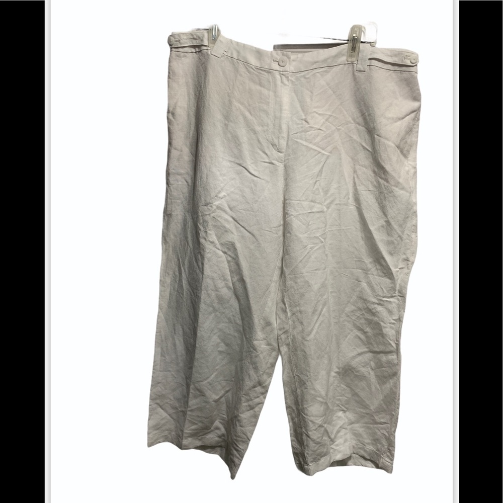 J. Jill Cropped Plus Size White Linen Blend Pants